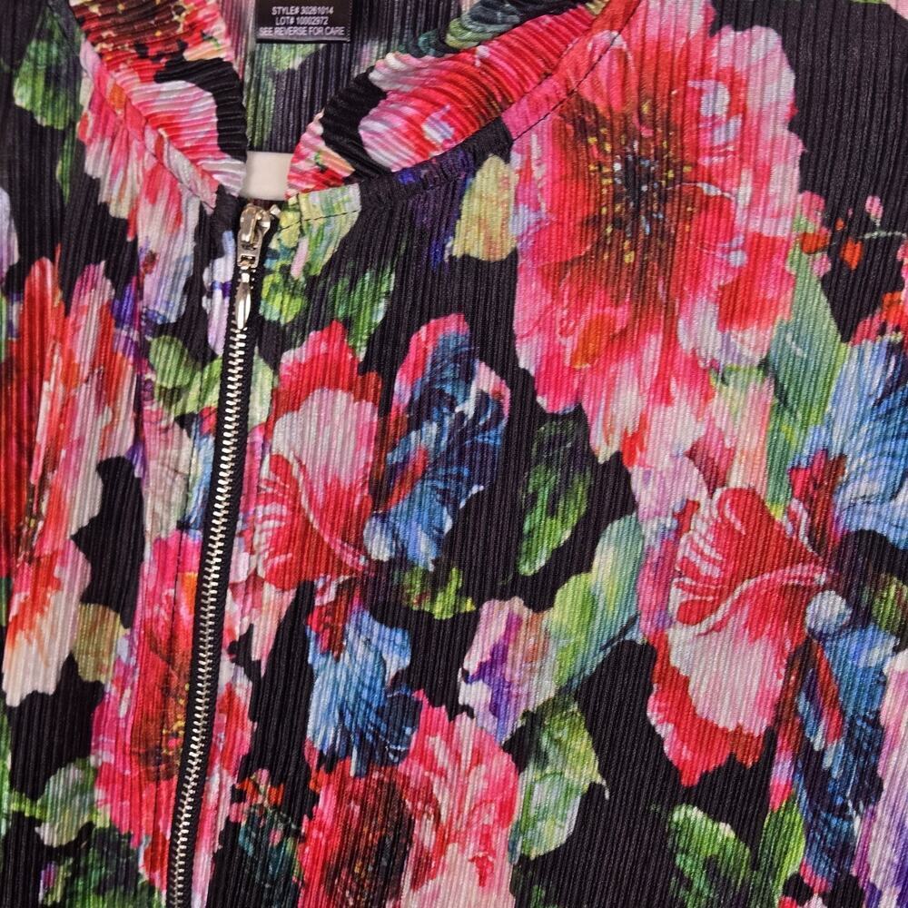 Soho Floral Print Pleated Zip-up Jacket LARGE Farmhouse Cottage Peasant Lightwei - Picture 3 of 8